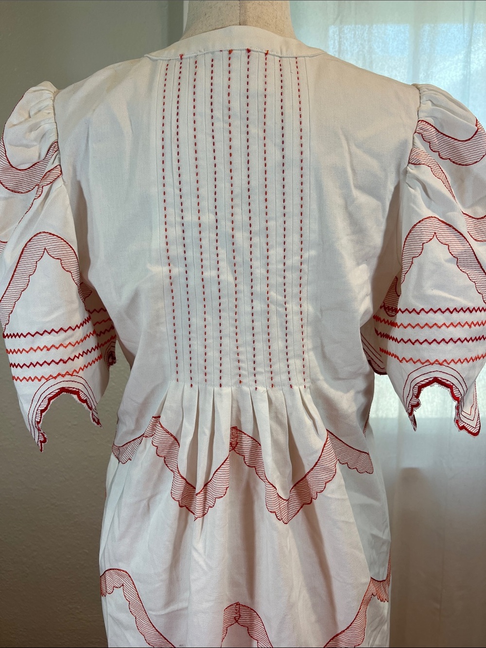 Hyacinth House White Midi Dress with Red Embroidered Detail. Size S. NWOT - Picture 9 of 10